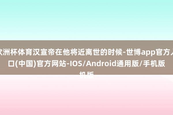 欧洲杯体育汉宣帝在他将近离世的时候-世博app官方入口(中国)官方网站-IOS/Android通用版/手机版