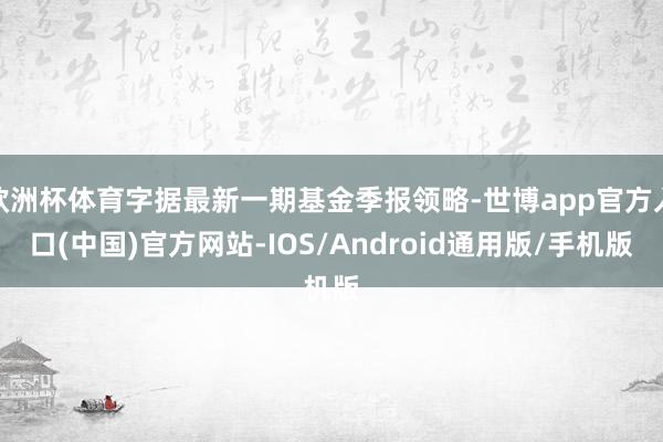 欧洲杯体育字据最新一期基金季报领略-世博app官方入口(中国)官方网站-IOS/Android通用版/手机版