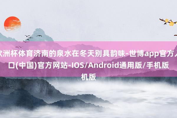 欧洲杯体育济南的泉水在冬天别具韵味-世博app官方入口(中国)官方网站-IOS/Android通用版/手机版