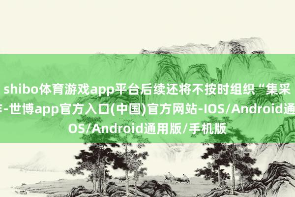 shibo体育游戏app平台后续还将不按时组织“集采通达日”算作-世博app官方入口(中国)官方网站-IOS/Android通用版/手机版